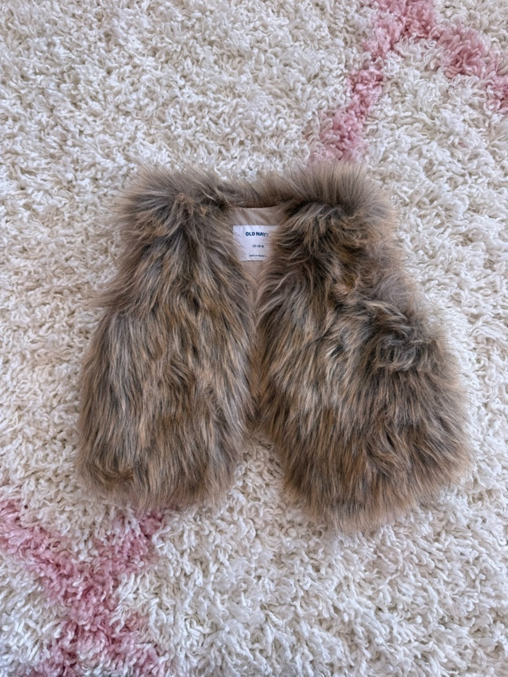 Girls Old Navy Faux Fur Vest in Multi Brown 12-18M